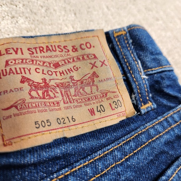 Vintage 80s Levis 505 Jeans Men 37x30 USA Made Denim Straight Leg Blue 0216